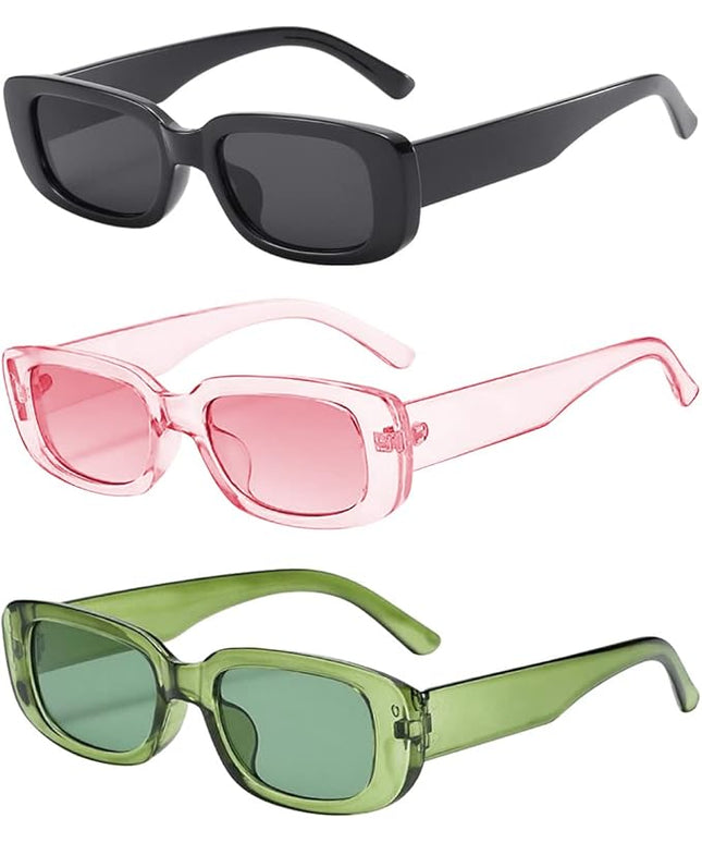 Dollger Rectangle Sunglasses for Women Men Trendy Retro Fashion Sunglasses UV 400 Protection Square Fram