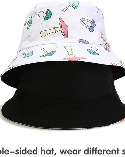 Malaxlx Unisex Bucket Hat Beach Sun Hat Aesthetic Fishing Hat for Men Women Teens, Reversible Double-Side-Wear