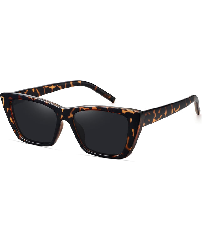 WOWSUN Narrow Small Vintage Polarized Cat Eye Sunglasses for Women
