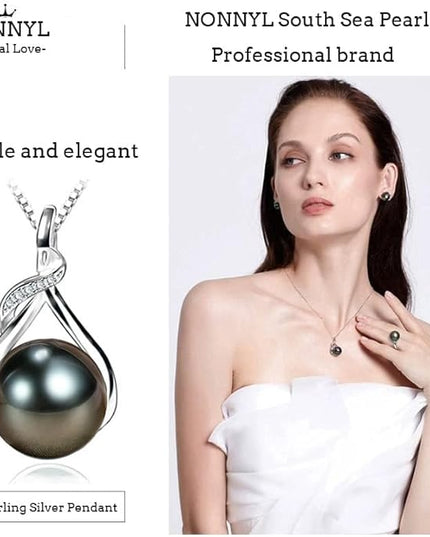 Gifts for Women Wife-Tahitian-Black-Pearl-Necklace-Gift for Wife Wedding Birthday Anniversary Jewelry-Mom Girlfriend Her Mothers Day Gifts for Mom Women Valentines Christmas Day
