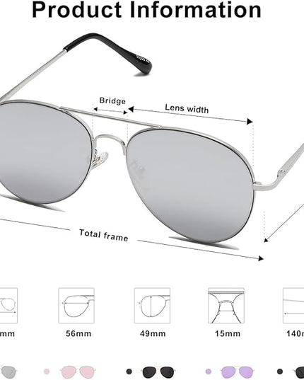 SOJOS Classic Aviator Sunglasses for Women Men Metal Frame Spring Hinges SJ1030