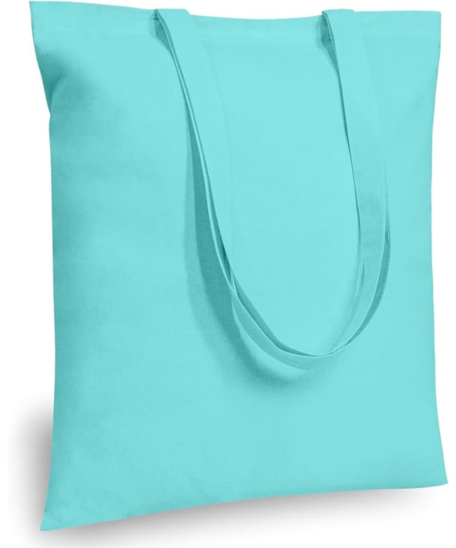 TOPDesign 6-Pack Economical 16"x15" Aqua Blue Cotton Tote Bags, Lightweight Medium Reusable Grocery Shopping Cloth Bags, Suitable for DIY, Advertising, Promotion, Gift, Activity