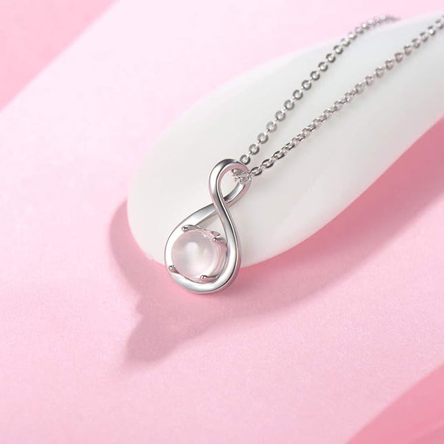 FANCIME Birthstone Necklaces for Women Fine Jewelry Sterling Silver Dainty Infinity Pendant Anniversary Birthday Christmas Gifts for Her Wife Mom Lady Daughter, Chain 16"+2" Extend