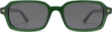 SOJOS Trendy Rectangle Polarized Sunglasses Womens Mens, Small Retro Fashion Thin Slim Square Sunnies SJ2610