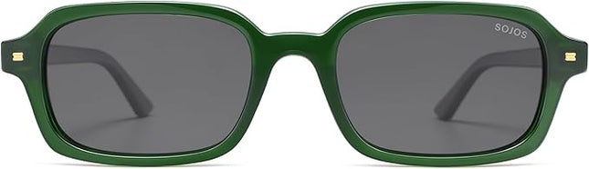 SOJOS Trendy Rectangle Polarized Sunglasses Womens Mens, Small Retro Fashion Thin Slim Square Sunnies SJ2610