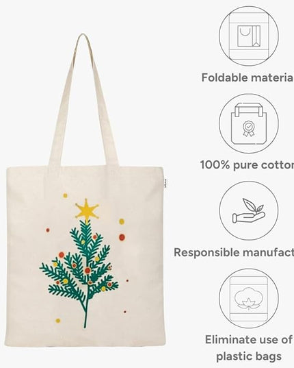 Eco Right Tote Bag for Women, Reusable Grocery Bag, Canvas Tote Bag for Shopping, Cotton Bag for Daily Use, Gifts for Women