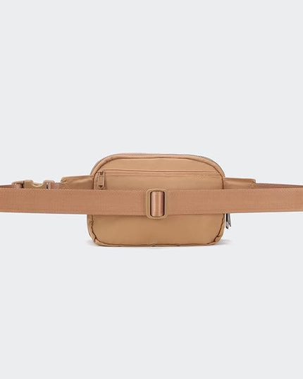 Pander Everywhere Belt Bag for Women, 5 Zipper Pockets Nylon Crossbody Fanny Pack Purse (Caramel Burnt).
