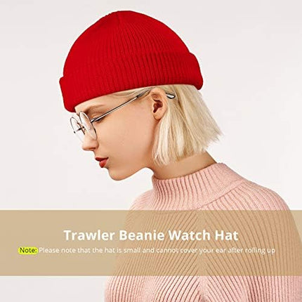 SATINIOR Trawler Beanie Watch Hat Roll-up Edge Skullcap Fisherman Beanie for Women Men