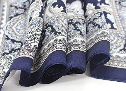 ANDANTINO 100% Real Mulberry Silk Scarf -21'' x 21''- Lightweight Neckerchief –Women Men Small Square Digital Printed Scarves
