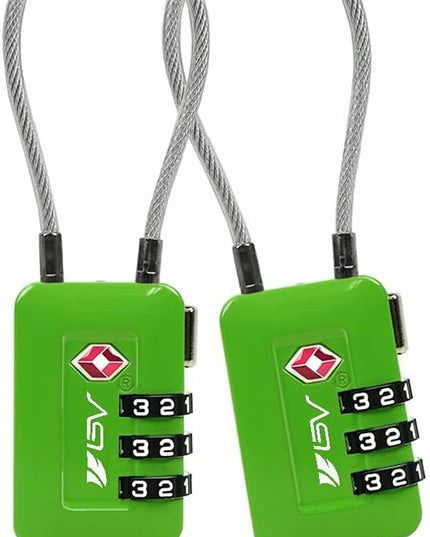 TSA Accpeted Luggage Travel Lock, Set-Your-Own Combination Lock for School Gym, Golf Bag, Locker, Luggage Suitcase Baggage Locks, Filing Cabinets, Toolbox, Case (Green, 2 Pack)