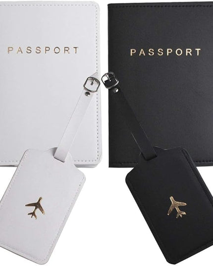 Passport Wallets Travel Holder Set,Honeymoon gift, Slim Passport Case Covers and Organizer Slots Couple Travel Luggage Tags Passport Cover - Wedding Bridal Shower Gift