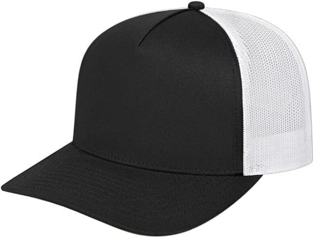Cap America i3039 Classic 5 Panel Mid Profile Structured Trucker Mesh Back Cap w/ & Adjustable Snapback