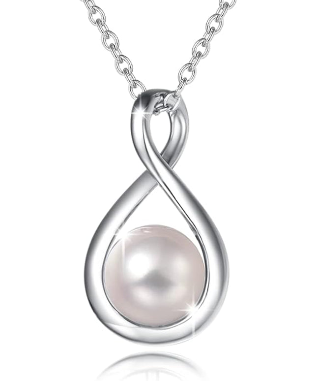 FANCIME Birthstone Necklaces for Women Fine Jewelry Sterling Silver Dainty Infinity Pendant Anniversary Birthday Christmas Gifts for Her Wife Mom Lady Daughter, Chain 16"+2" Extend