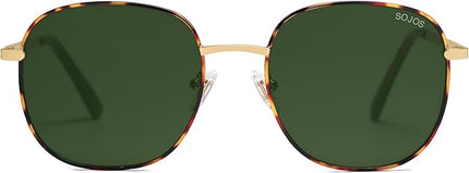 SOJOS Classic Trendy Square Sunglasses for Women Men Cute Big Frame Gold Shades SJ1137