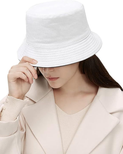 Malaxlx Unisex Bucket Hat Beach Sun Hat Aesthetic Fishing Hat for Men Women Teens, Reversible Double-Side-Wear