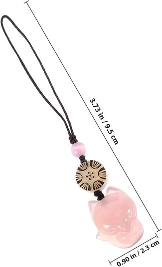 Fox Phone Charm Keychain Pendant for Women Small Pink Phone Chain with Natural Chalcedony Creative Bag and Key Decoration