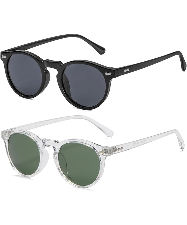 Gleyemor Vintage Polarized Sunglasses for Men Round Sunglasses UV400 Protection Retro Hand-crafted Acetate Frame