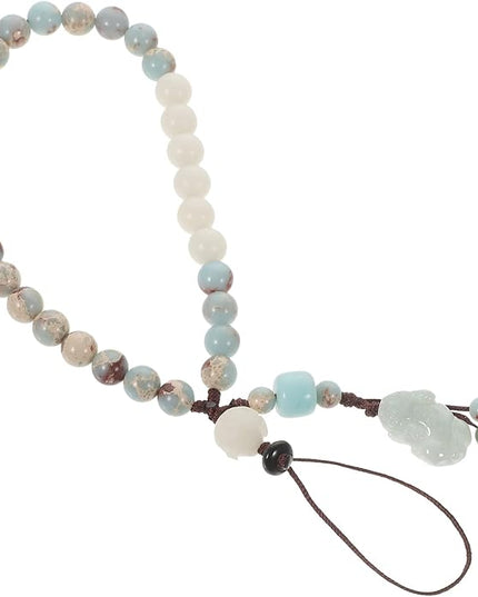 Chinese Style Agalmatolite Phone Lanyard Green Wrist Strap Short Cellphone Chain Bodhi Hanging Rope Lightweight Anti-lost Charm for Keys and Accessories