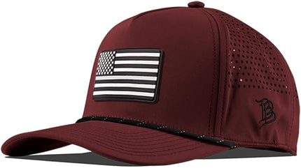 Branded Bills Vintage Old Glory PVC Curved 5 Panel Rope Hat, Fits 7-7 7/8, Adjustable Snapback | Lightweight, Comfort Stretch