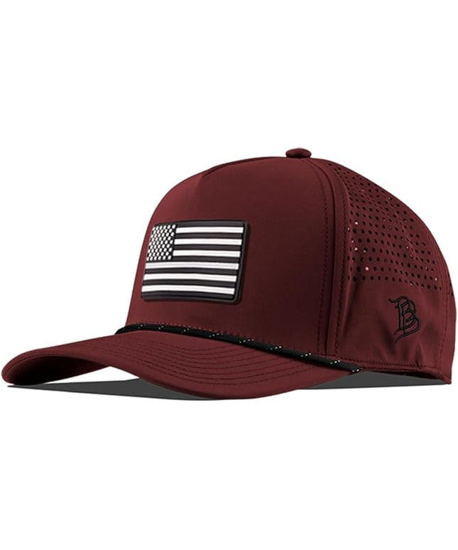Branded Bills Vintage Old Glory PVC Curved 5 Panel Rope Hat, Fits 7-7 7/8, Adjustable Snapback | Lightweight, Comfort Stretch
