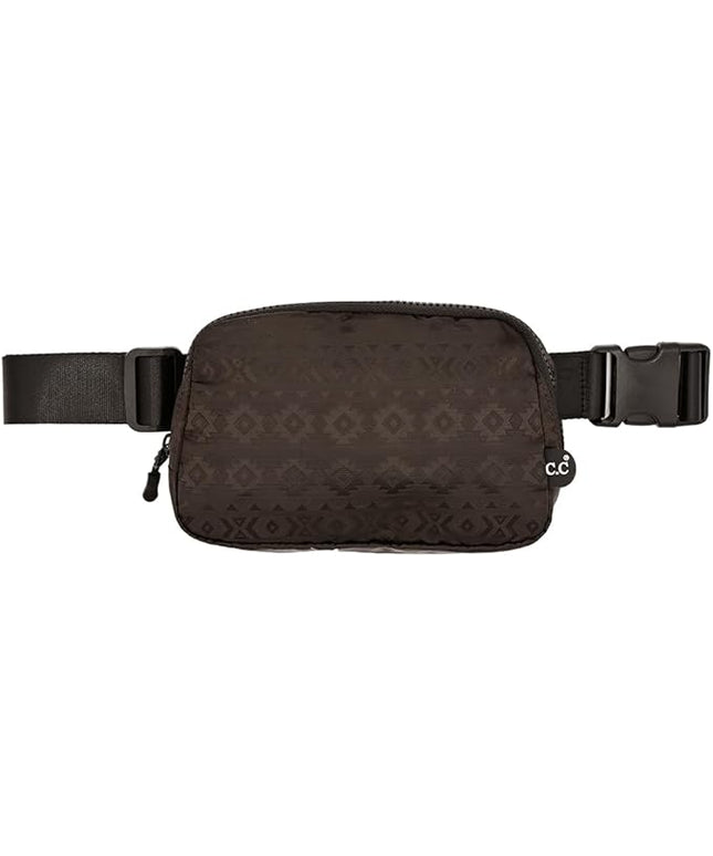 C.C Belt Bag for Women – Quilted Fanny Pack Crossbody Waist Bag with Adjustable Strap, Fashion Gift Idea (Aztec Pattern - brown)
