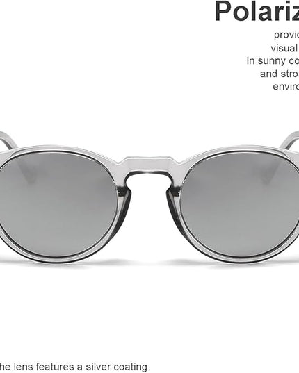 Gleyemor Vintage Polarized Sunglasses for Men Round Sunglasses UV400 Protection Retro Hand-crafted Acetate Frame