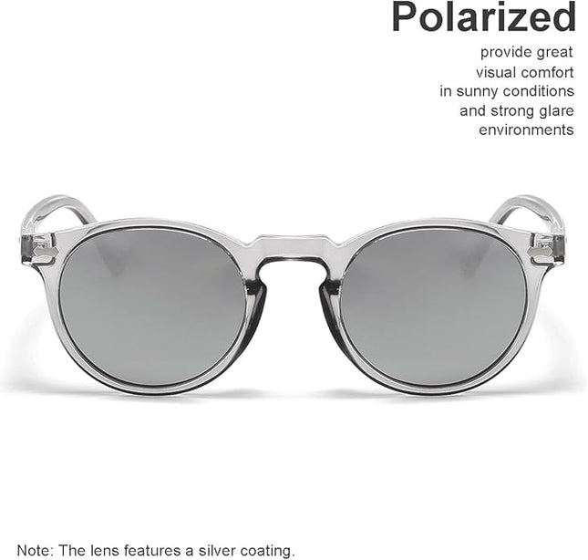 Gleyemor Vintage Polarized Sunglasses for Men Round Sunglasses UV400 Protection Retro Hand-crafted Acetate Frame