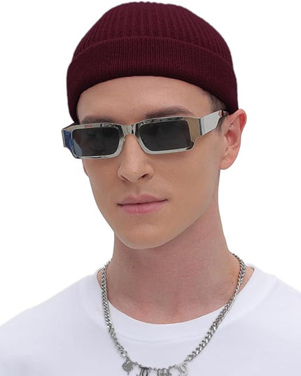 ROYBENS Thin Swag Wool Short Fisherman Beanie for Men Women, Knit Cuff Trawler Beanie Watch Hat, Soft Spring Fall Skull Cap
