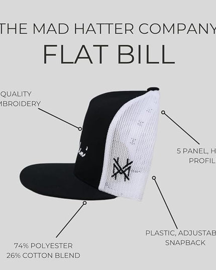 The Mad Hatter, Men & Women's Trucker Hat, Premium Embroidered Adjustable Snapback for Everyday Wear
