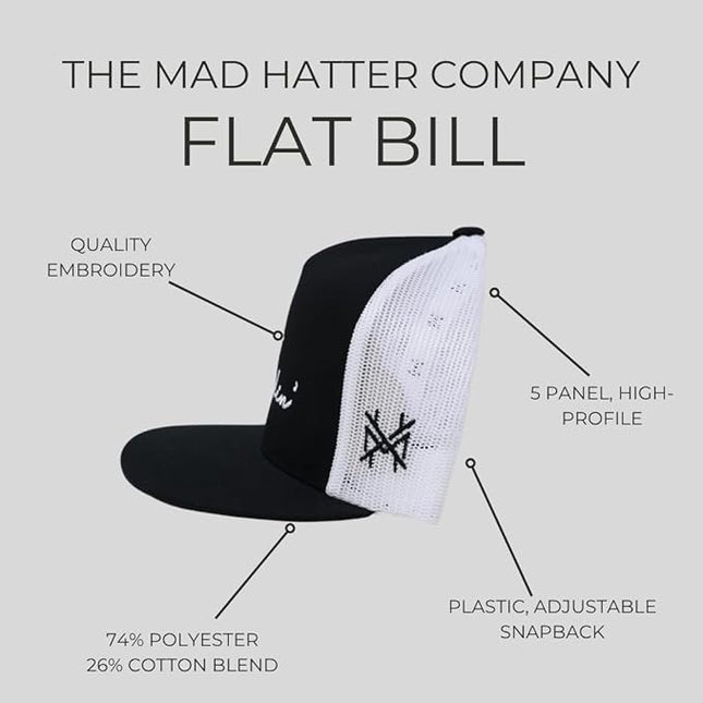 The Mad Hatter, Men & Women's Trucker Hat, Premium Embroidered Adjustable Snapback for Everyday Wear