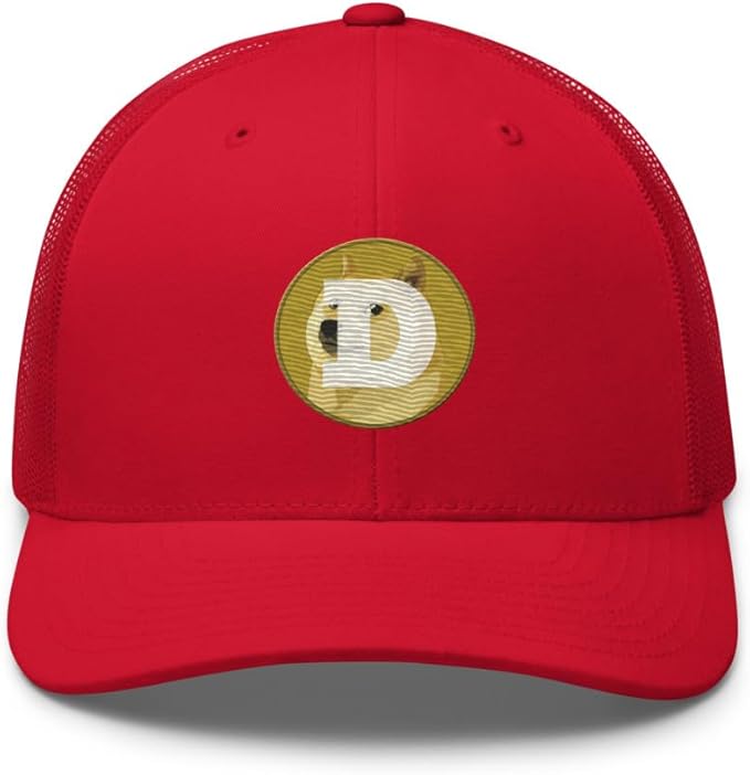 Dogecoin Crypto Embroidered Logo Trucker Cap
