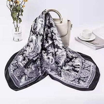 ANDANTINO 100% Mulberry Silk Scarf -21” Lightweight Square Neckerchief – Breathable Digital Printed Scarves with Gift Packed