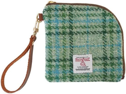 Harris Tweed Wool Coin Purse Small Money Pouch With Zipper For Women Men handmade (Mint Green)