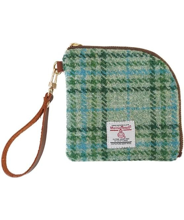 Harris Tweed Wool Coin Purse Small Money Pouch With Zipper For Women Men handmade (Mint Green)