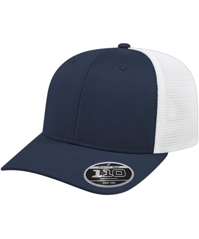 Cap America i8502 Flexfit 110 Premium Mid Profile 6-Panel Mesh Back Trucker Cap Hat w/UV Guard & Adjustable Snapback