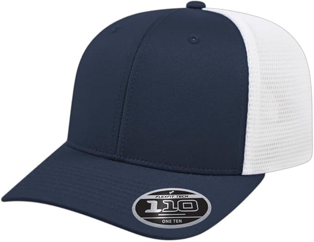 Cap America i8502 Flexfit 110 Premium Mid Profile 6-Panel Mesh Back Trucker Cap Hat w/UV Guard & Adjustable Snapback