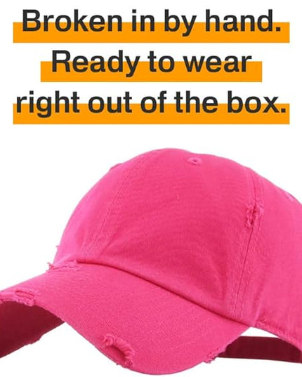 KBETHOS Vintage Washed Distressed Cotton Dad Hat Baseball Cap Adjustable Polo Trucker Unisex Style Headwear