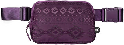 C.C Belt Bag for Women – Quilted Fanny Pack Crossbody Waist Bag with Adjustable Strap, Fashion Gift Idea (Aztec Pattern - plum)