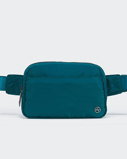 Pander Everywhere Belt Bag for Women, 5 Zipper Pockets Nylon Crossbody Fanny Pack Purse (Teal Blue)