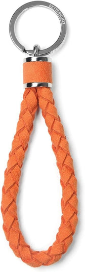 BETTERHUMZ Leather Key Fob Car Weave Keychain Ring Woven Strap Braided Key Chain for Alcantara Accessories