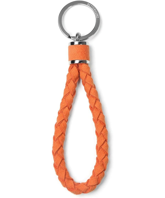 BETTERHUMZ Leather Key Fob Car Weave Keychain Ring Woven Strap Braided Key Chain for Alcantara Accessories