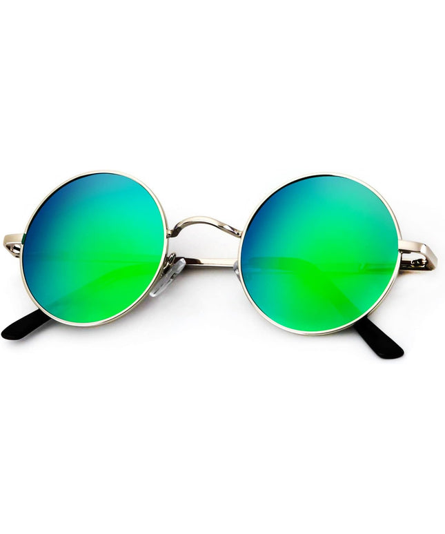 KALIYADI Round Polarized Sunglasses for Men Women Retro Metal Hippie Circle Style Sun Glasses UV Protection