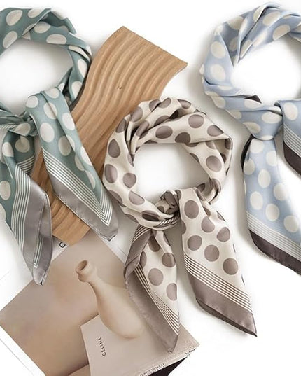MINIDORA Satin Scarves for Women 27.5 × 27.5 inches Medium Square Elegant Silk Feeling Head Scarf