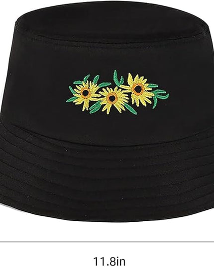 XYIYI Fashion Embroidery Bucket Hat Cotton Beach Fisherman Hats for Women Girls