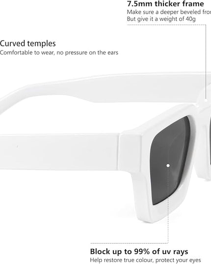 Trendy Square Sunglasses for Men Women Fashion Thick Rectangle Sun Glasses UV Protection Shades Designer Style