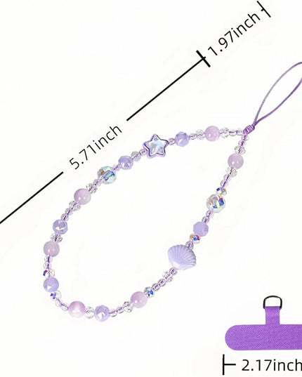 Cute Sparkling Star & Cat's Eye Phone Lanyard, Beaded Crystal Charm Strap for Phone Keys Purse - Gift for Women