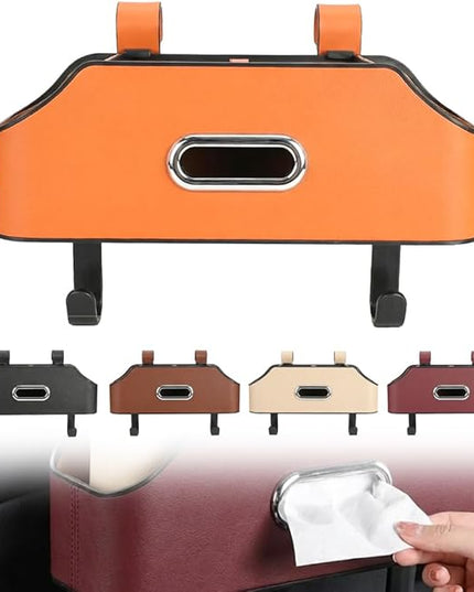 3-in-1 Car Backseat Organizer, 2026 Multifunctional Car Back Seat Storage Organize Box with Cup Holder Tissue Box, for Hold Phones, Snacks, Drinks, Handbags (Orange)