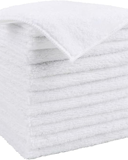 HOMEXCEL White Microfiber Cleaning Cloth, 12 Pack Premium Microfiber Towels for Cars, Lint Free, Scratch-Free, Highly Absorbent, Reusable Cleaning Rags for Car, Household, Kitchen, Window, 11.5"X11.5"