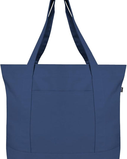 Eco Right Canvas Tote Bag for Women with Zip & Inner Pocket, 100% Organic Cotton Tote Bags for Men, Shopping, Beach
