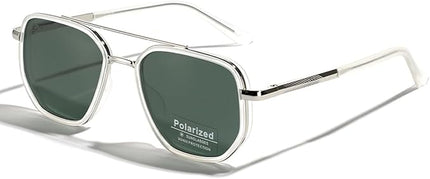 Polarized TR90 Sunglasses Vintage Square Flattop Sun Glasses Double Bridge Metal UV400 Eyewears